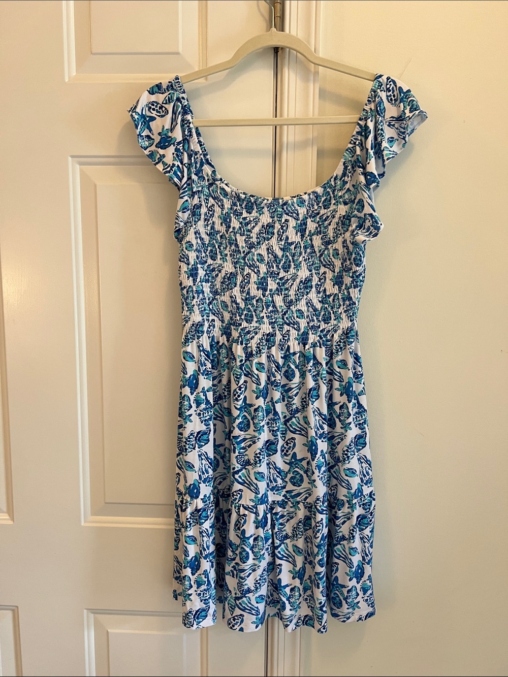 Lilly Pulitzer size M Edith Midi Dress in sea turtle Soirée cute tiered skirt